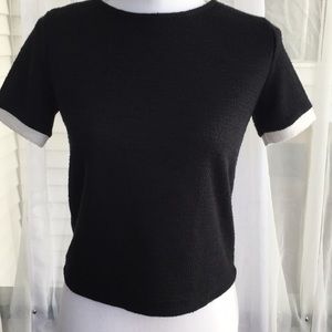 Zara black short sleeved crop‎ top